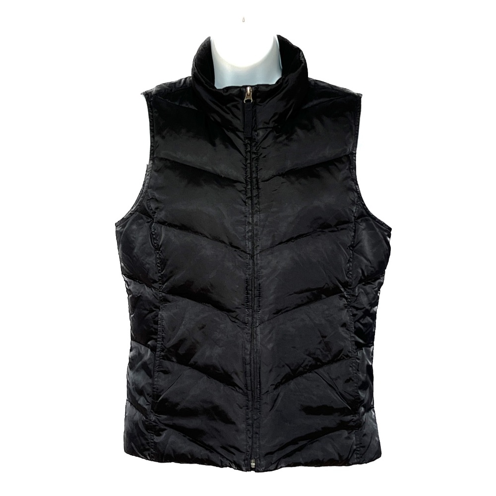 Eddie Bauer VEST Goose Down Fill Shaped Puffer Black Women's XS Pockets